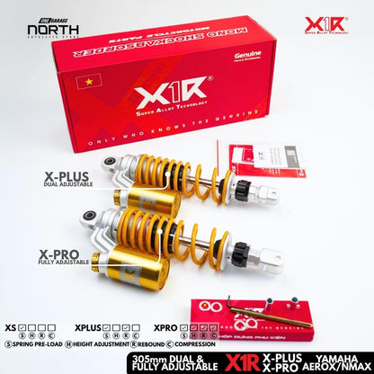 X1R X-PLUS & X-PRO MONO SHOCK ABSORBER 305MM DUAL & FULLY ADJUSTABLE FOR YAMAHA AEROX/NMAX