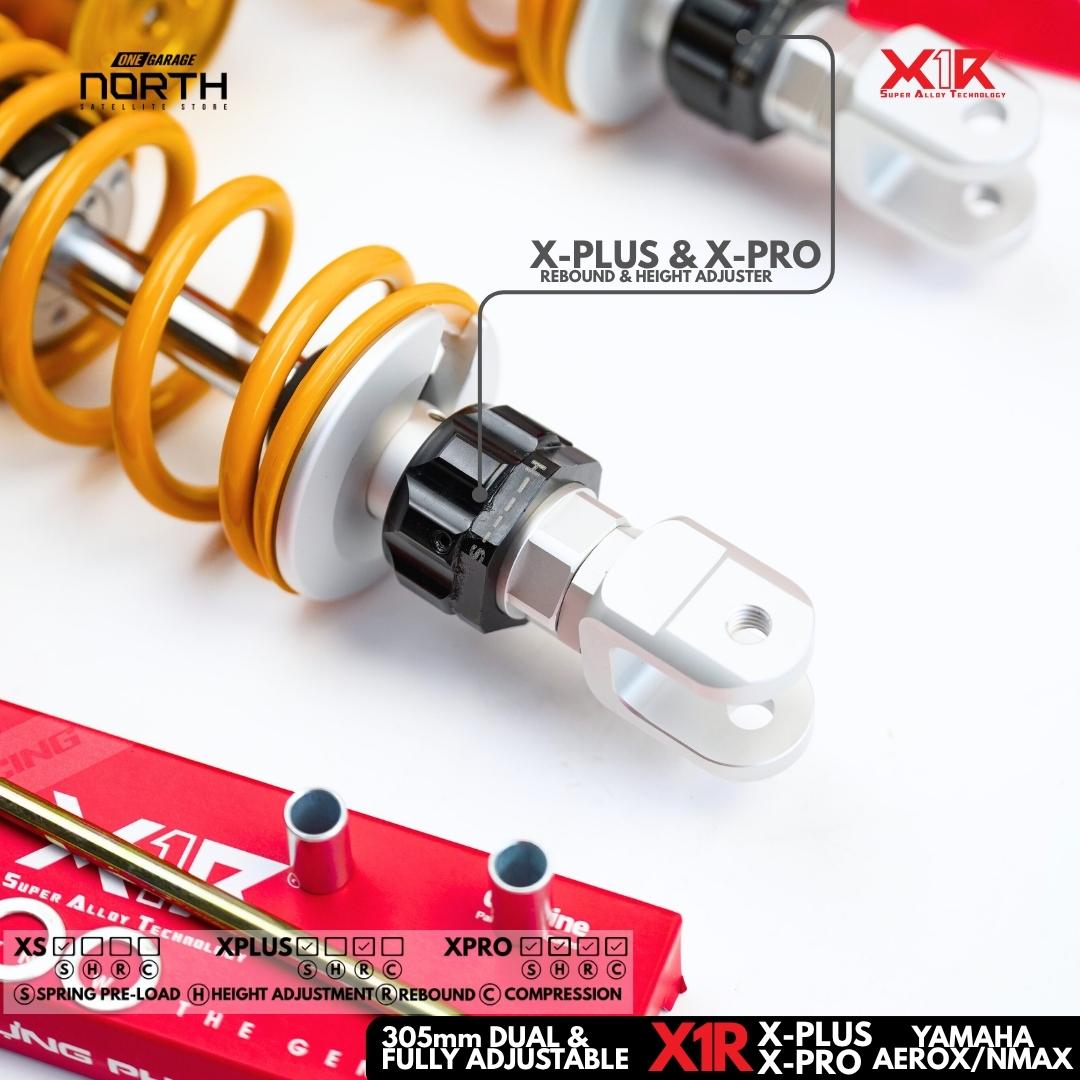 X1R X-PLUS & X-PRO MONO SHOCK ABSORBER 305MM DUAL & FULLY ADJUSTABLE FOR YAMAHA AEROX/NMAX