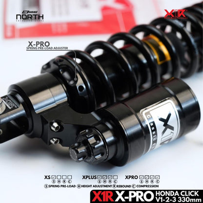 X1R X-PRO FULLY ADJUSTABLE MONO SHOCK ABSORBER FOR HONDA CLICK V-1,2,3 (330MM)