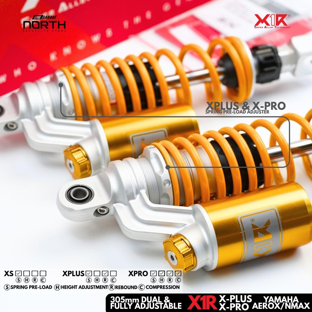 X1R X-PLUS & X-PRO MONO SHOCK ABSORBER 305MM DUAL & FULLY ADJUSTABLE FOR YAMAHA AEROX/NMAX