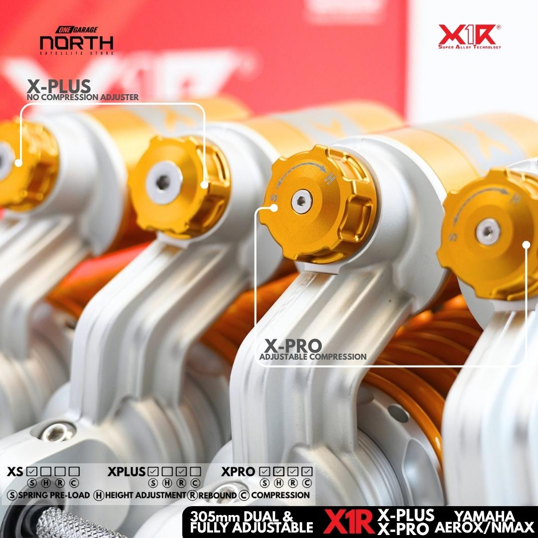 X1R X-PLUS & X-PRO MONO SHOCK ABSORBER 305MM DUAL & FULLY ADJUSTABLE FOR YAMAHA AEROX/NMAX