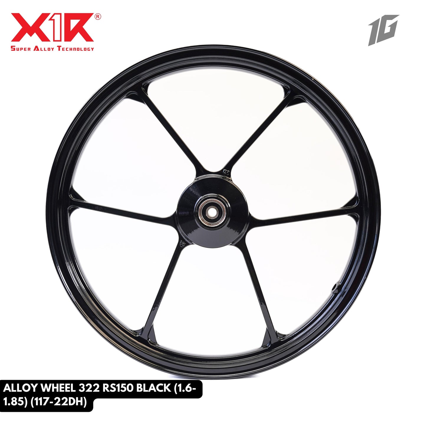 X1R ALLOY WHEEL 322 RS150 BLACK (1.6-1.85) (117-22DH)