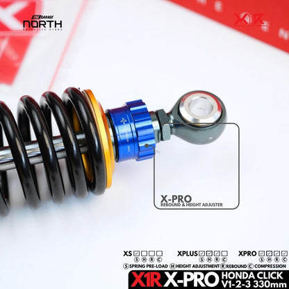 X1R X-PRO FULLY ADJUSTABLE MONO SHOCK ABSORBER FOR HONDA CLICK V-1,2,3 (330MM)