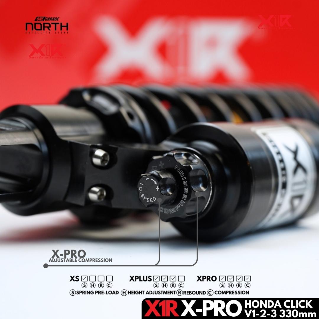 X1R X-PRO FULLY ADJUSTABLE MONO SHOCK ABSORBER FOR HONDA CLICK V-1,2,3 (330MM)