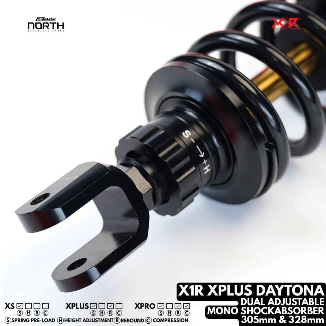 X1R XPLUS DAYTONA DUAL ADJUSTABLE MONOSHOCK ABSORBER SPRING PRE-LOAD & REBOUND  305MM & 328MM