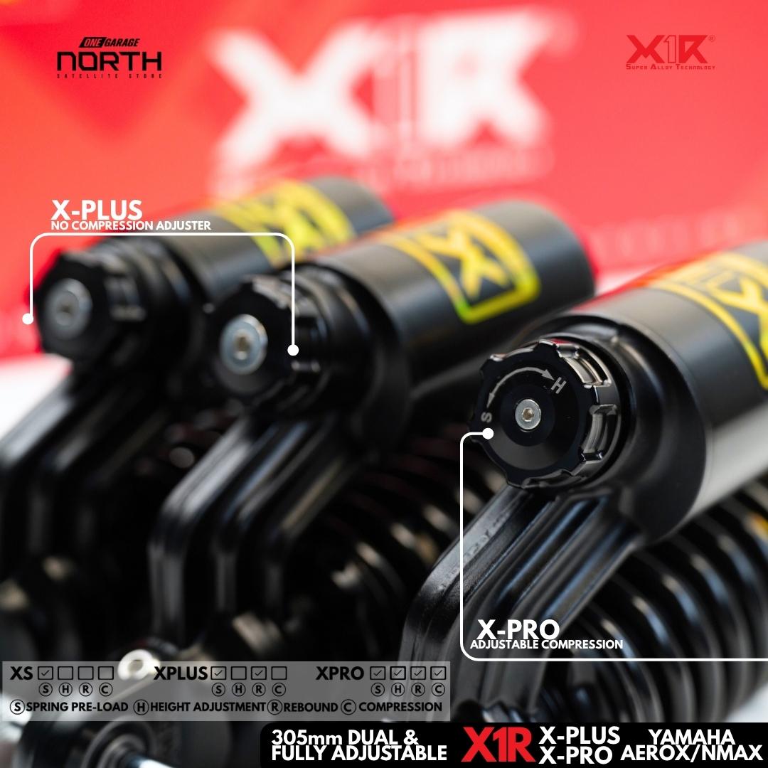 X1R X-PLUS & X-PRO MONO SHOCK ABSORBER 305MM DUAL & FULLY ADJUSTABLE FOR YAMAHA AEROX/NMAX