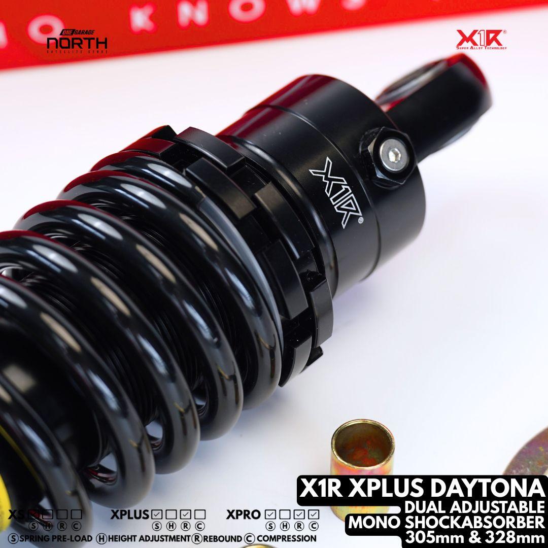 X1R XPLUS DAYTONA DUAL ADJUSTABLE MONOSHOCK ABSORBER SPRING PRE-LOAD & REBOUND  305MM & 328MM