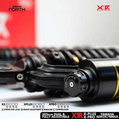 X1R X-PLUS & X-PRO MONO SHOCK ABSORBER 305MM DUAL & FULLY ADJUSTABLE FOR YAMAHA AEROX/NMAX