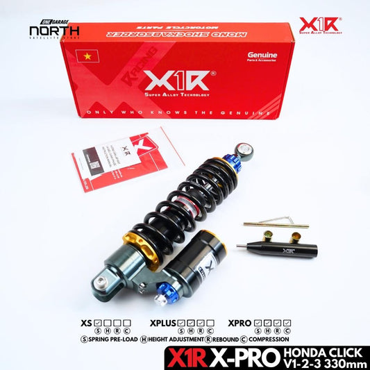 X1R X-PRO FULLY ADJUSTABLE MONO SHOCK ABSORBER FOR HONDA CLICK V-1,2,3 (330MM)