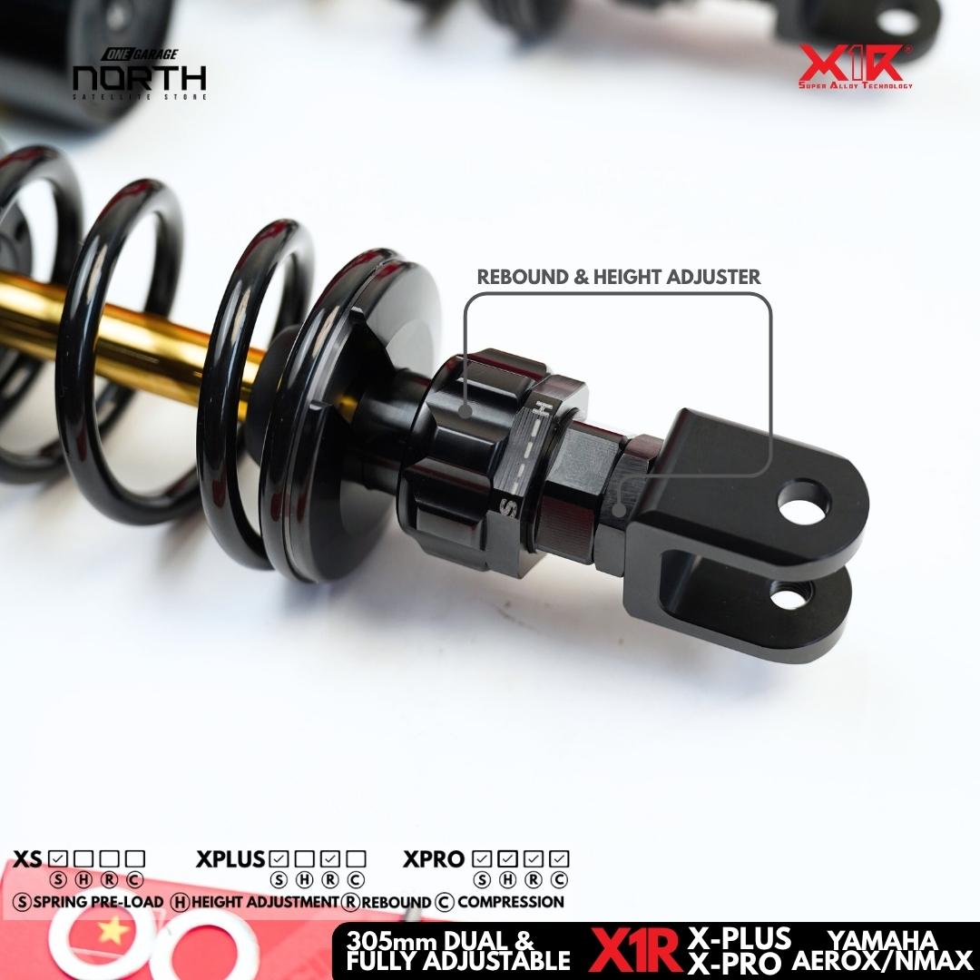 X1R X-PLUS & X-PRO MONO SHOCK ABSORBER 305MM DUAL & FULLY ADJUSTABLE FOR YAMAHA AEROX/NMAX