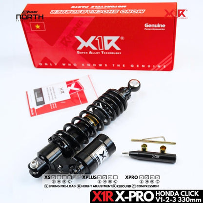 X1R X-PRO FULLY ADJUSTABLE MONO SHOCK ABSORBER FOR HONDA CLICK V-1,2,3 (330MM)