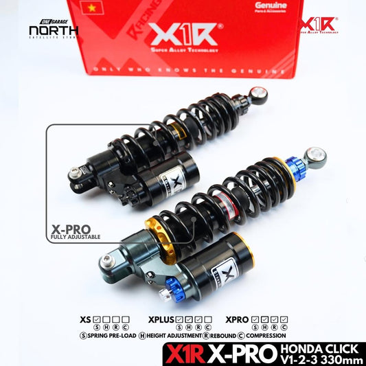 X1R X-PRO FULLY ADJUSTABLE MONO SHOCK ABSORBER FOR HONDA CLICK V-1,2,3 (330MM)