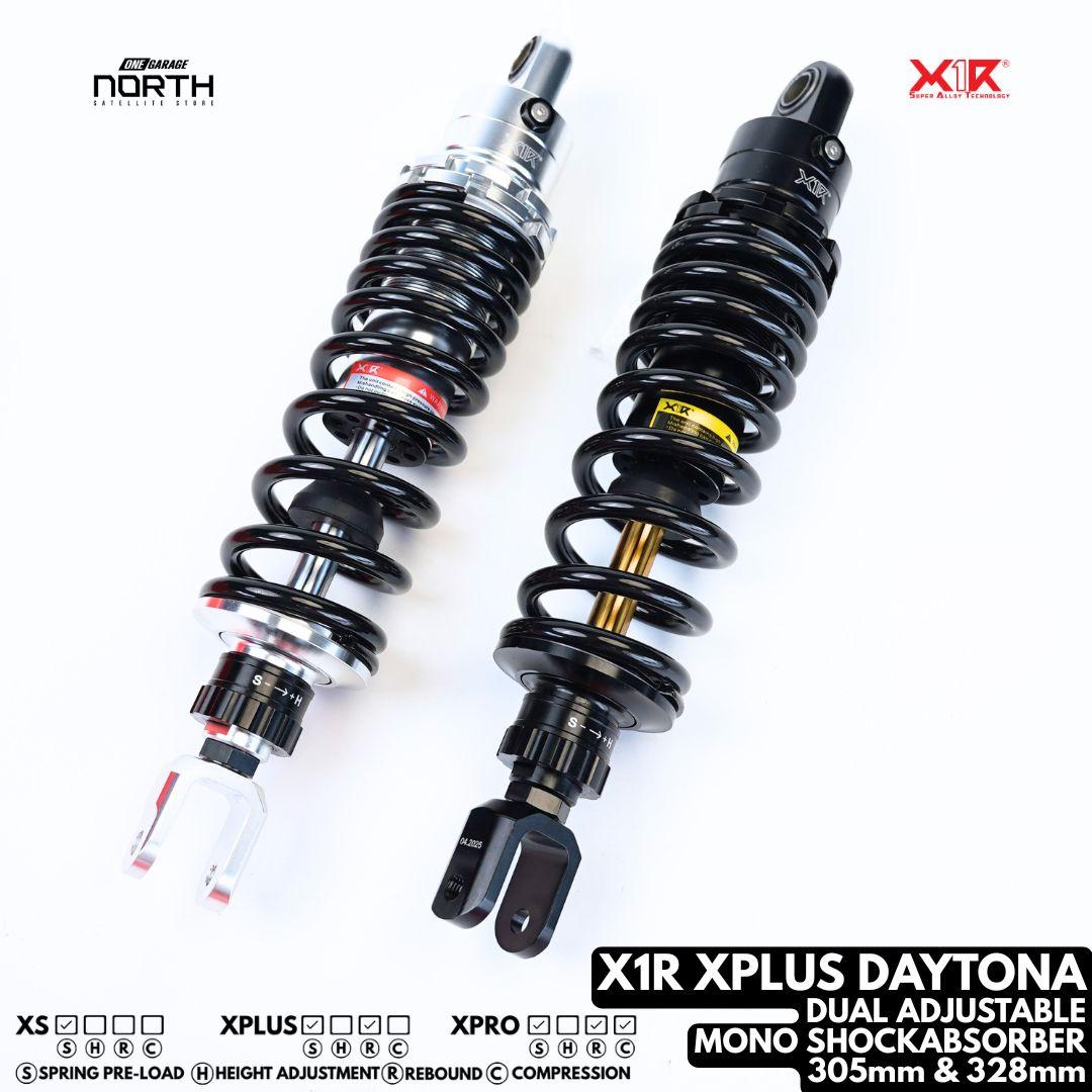 X1R XPLUS DAYTONA DUAL ADJUSTABLE MONOSHOCK ABSORBER SPRING PRE-LOAD & REBOUND  305MM & 328MM