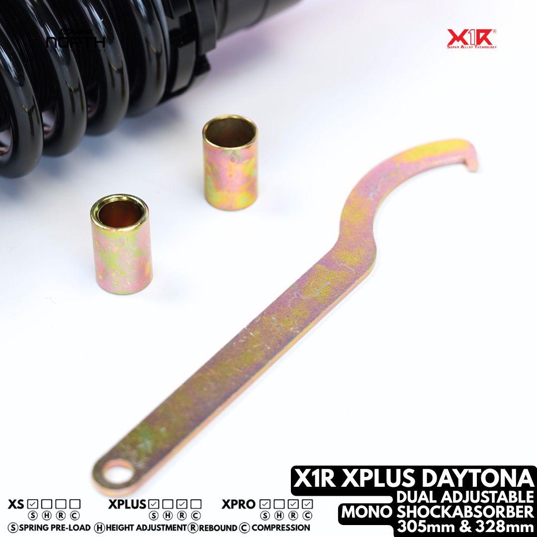 X1R XPLUS DAYTONA DUAL ADJUSTABLE MONOSHOCK ABSORBER SPRING PRE-LOAD & REBOUND  305MM & 328MM